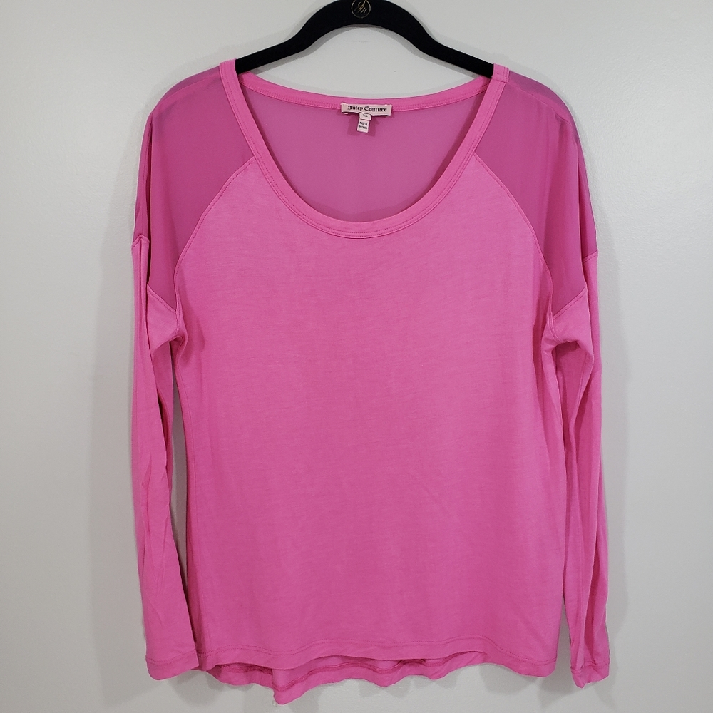 JUICY COUTURE hot pink mesh back shoulder top